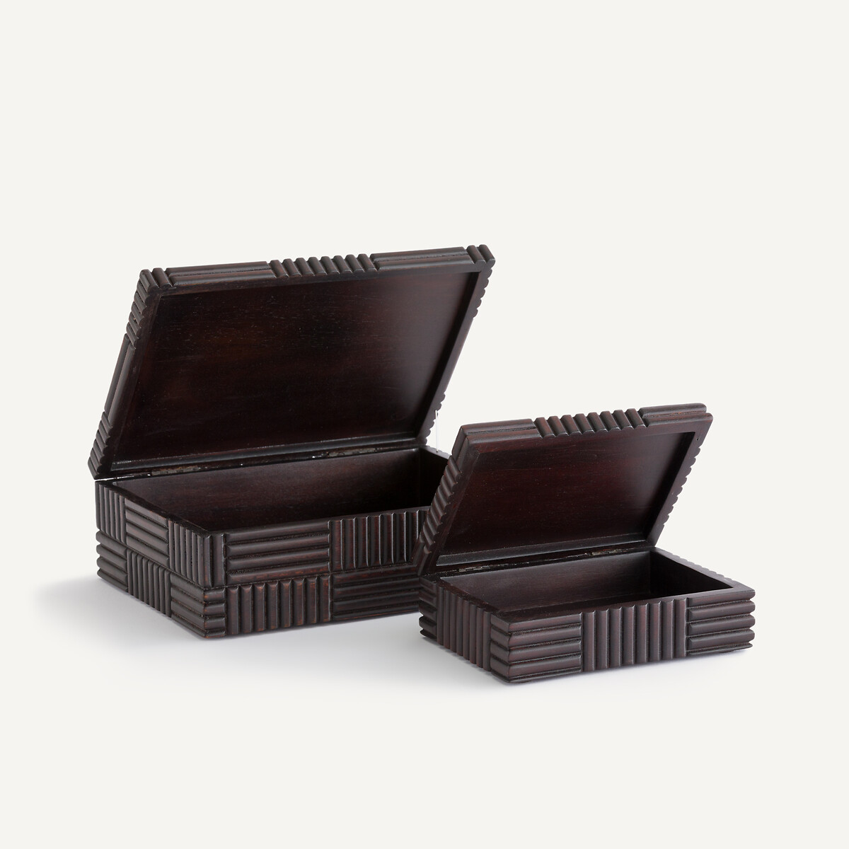Set of 2 Rimba Boxes in Solid Mango Wood black, AM.PM
