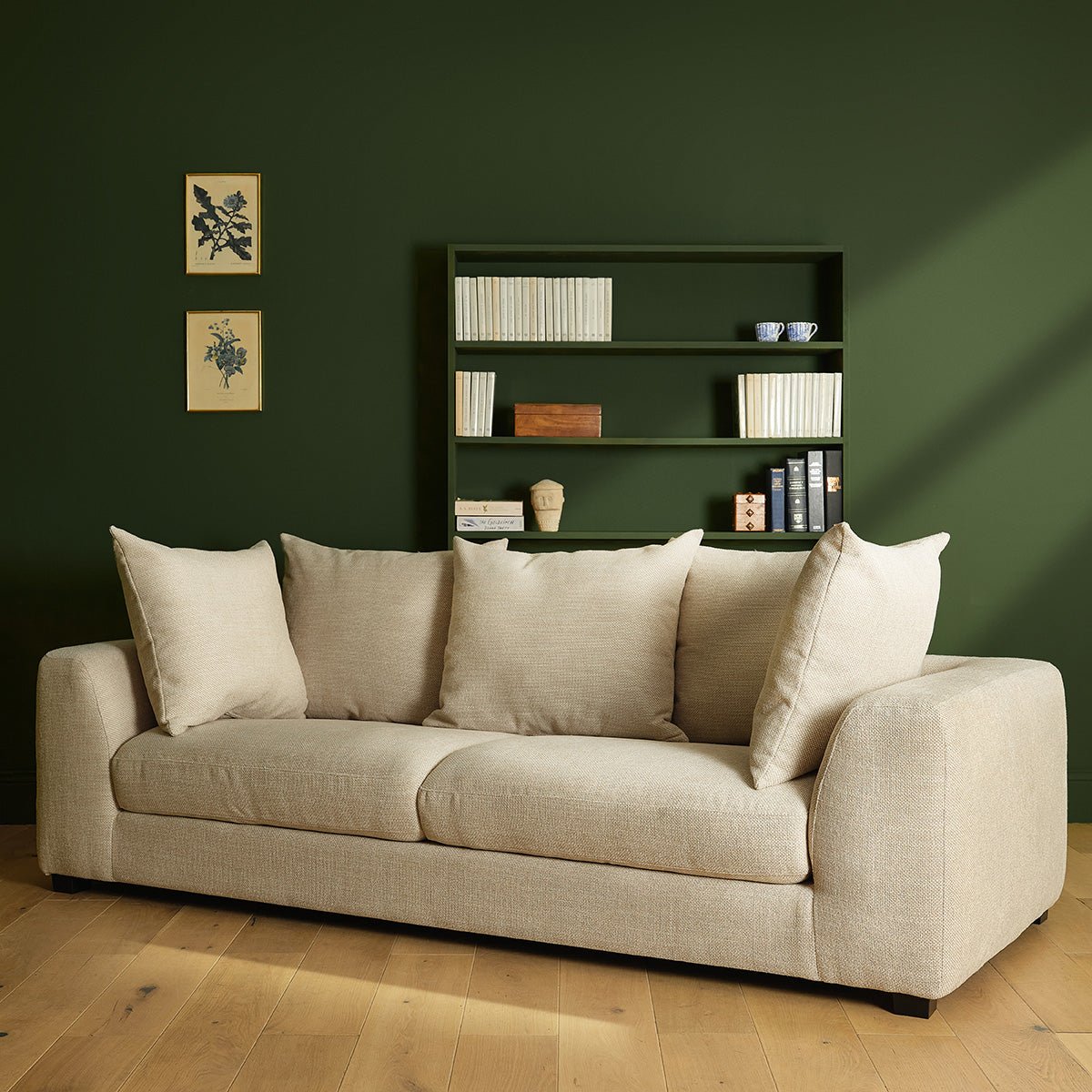 Canapé droit 4 places en tissu texturé EDMOND beige chiné, BERAH GETAH