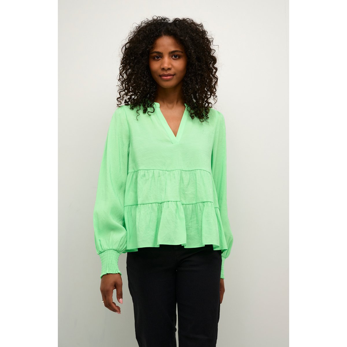 Blouse with long sleeve vert spring bouquet, KAFFE