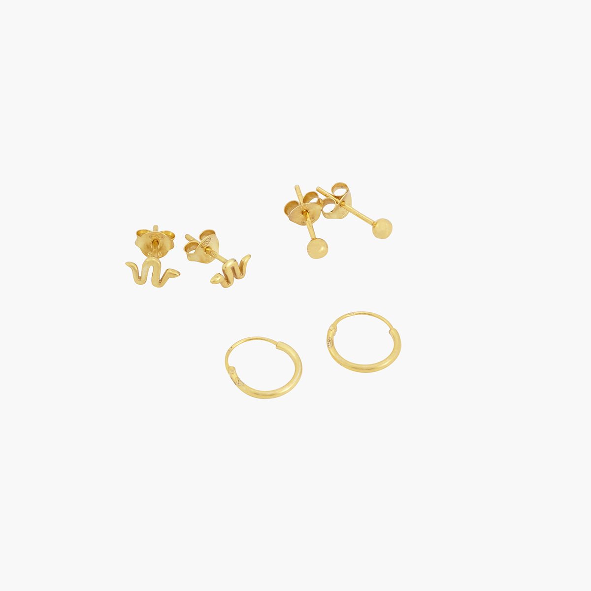 Set x3 boucles d'oreilles puces et créoles - argent 925 doré doré, BALABOOSTE