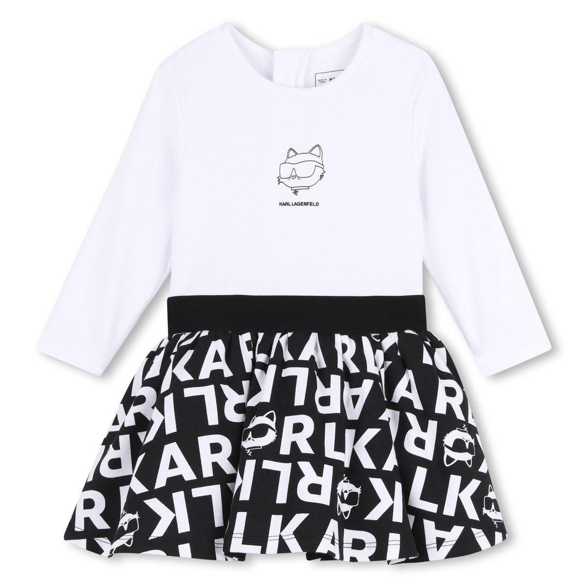 Robe manches longues blanc noir, KARL LAGERFELD KIDS