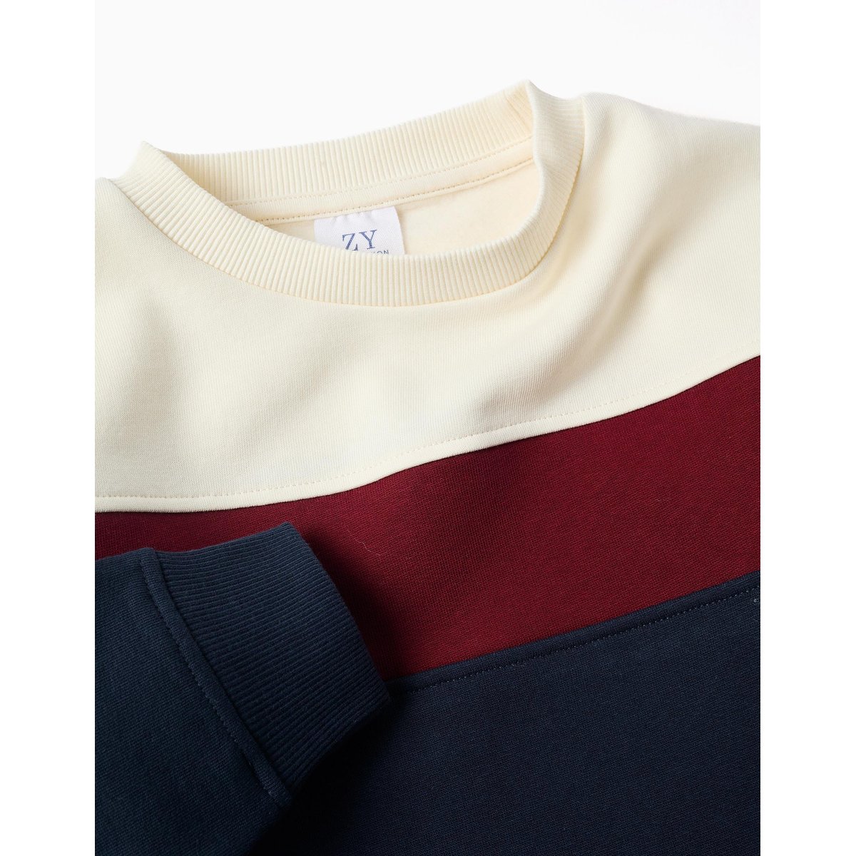 Sweat en coton peigné à bloc de couleurs rouge foncé, ZIPPY