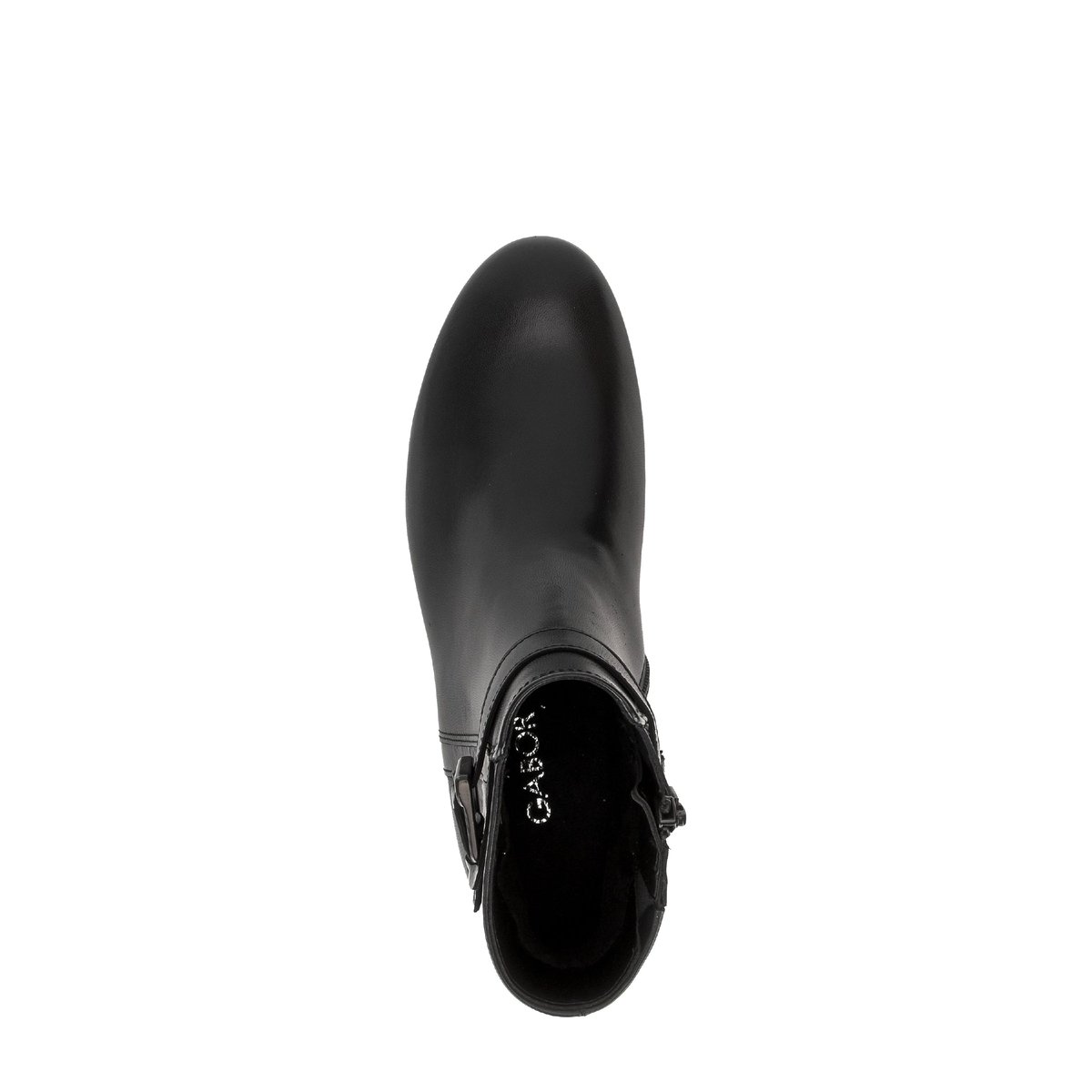 Bottines en cuir vernis à talon décroché noir, GABOR