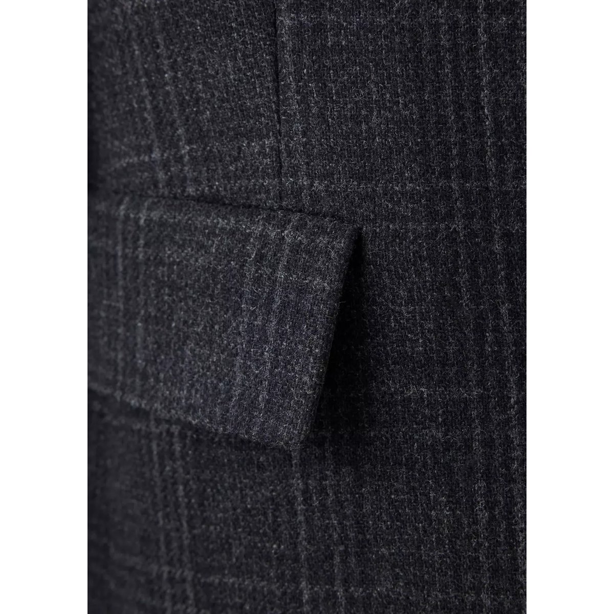 Manteau en laine Manteco à carreaux gris chiné foncé, MANGO