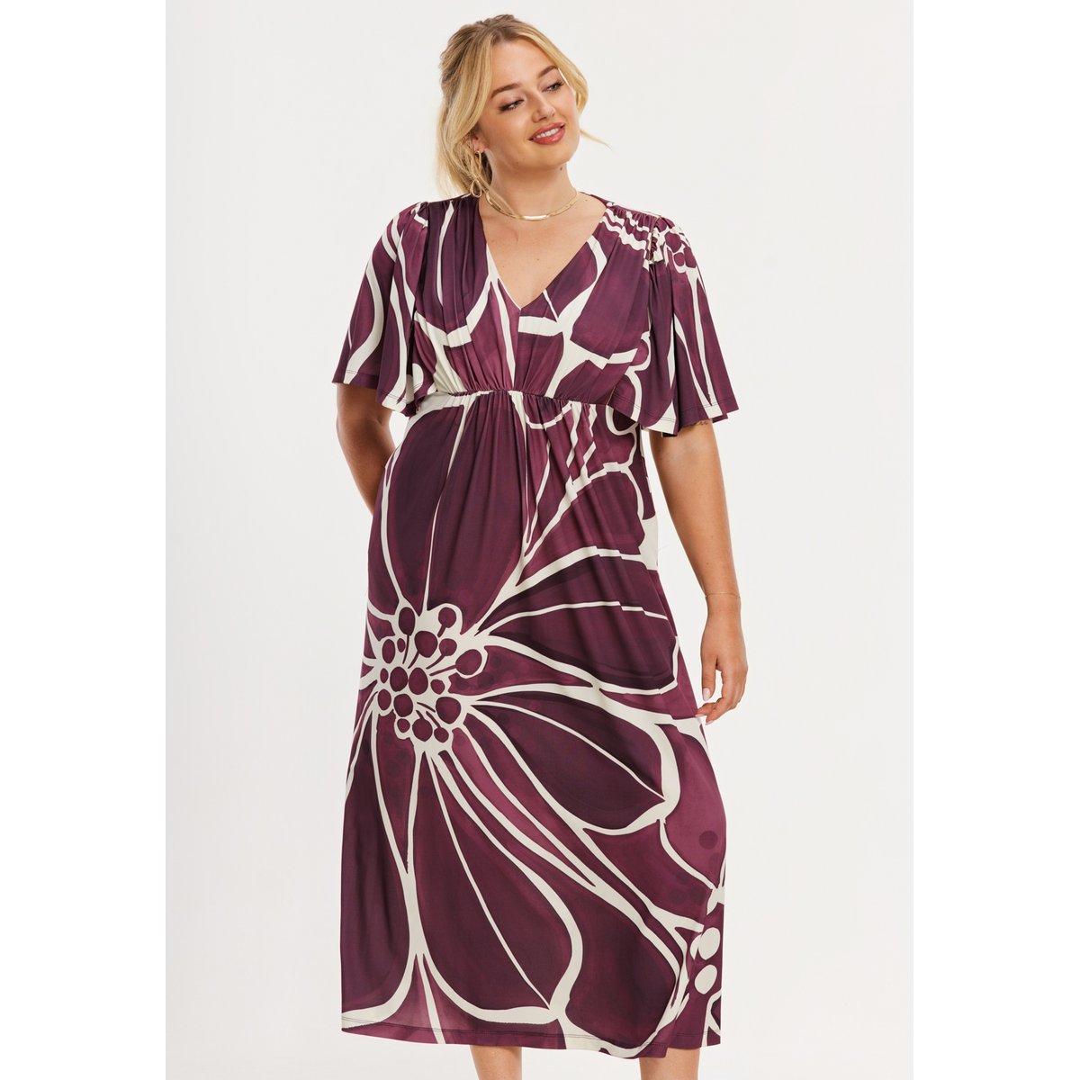 Robe imprimée rouge foncé, YOEK