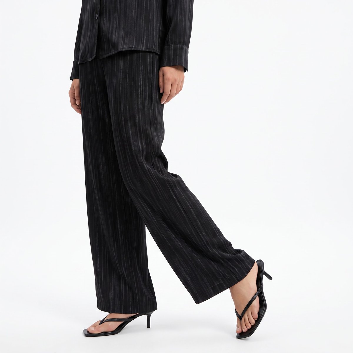 Pantalon femme plissé fluide satiné ERALYS black, ARTLOVE