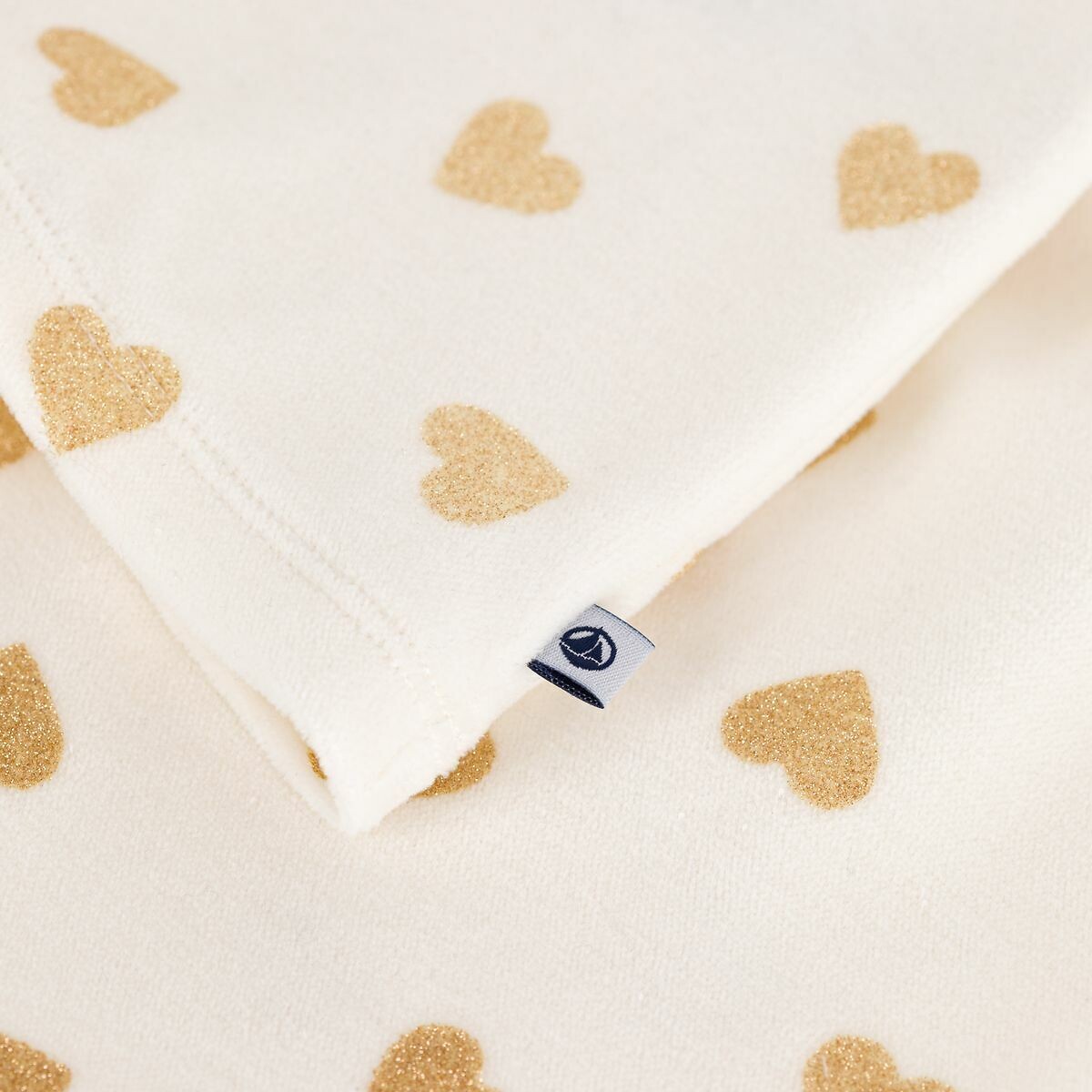Pigiama in cotone, con stampa a cuori color oro fantasia cuore, PETIT BATEAU