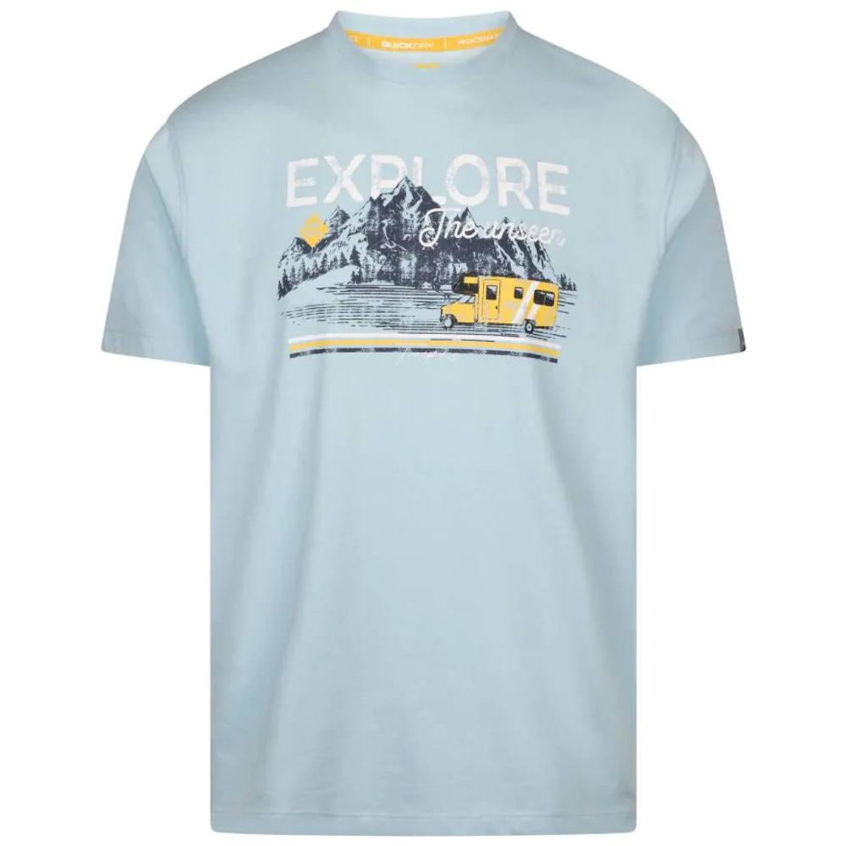 T-shirt motifs montagne et camping-car THELON bleu pâle imprimé, TRESPASS