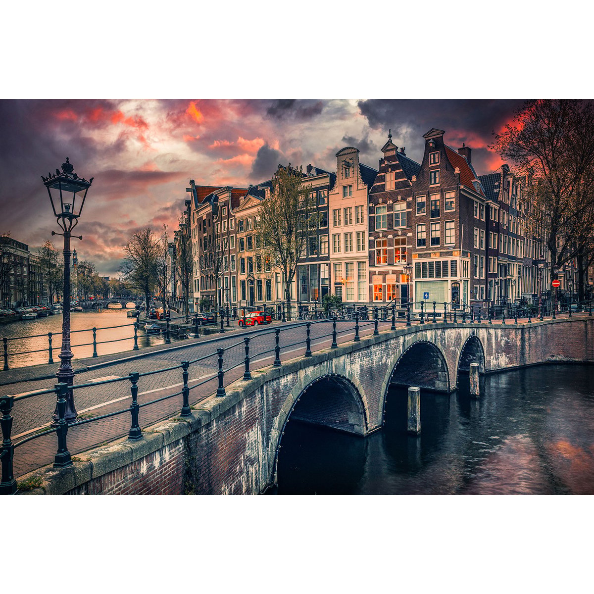 Tableau deco Amsterdam Canaux et ponts tableau alu dibond, HEXOA