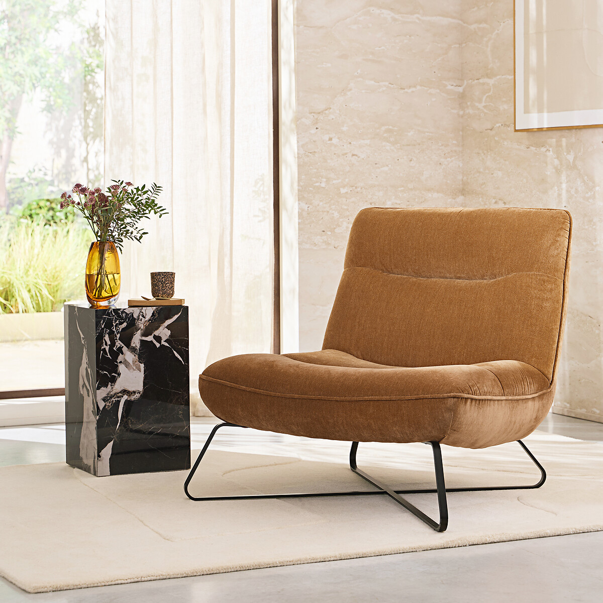 Sillón de terciopelo, HELMA caramelo, AM.PM