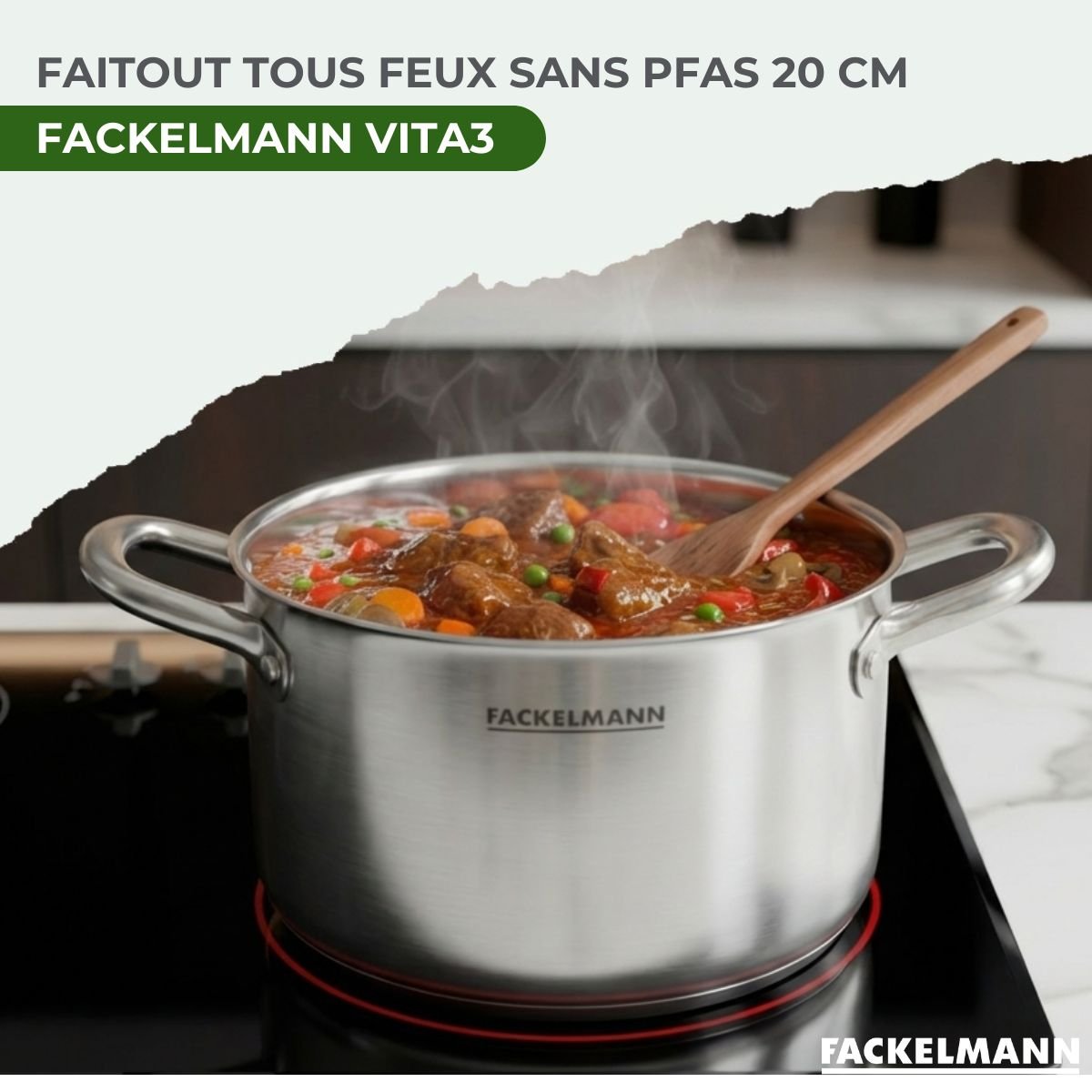 Batterie de cuisine 1 faitout 20cm VITA3 inox, FACKELMANN