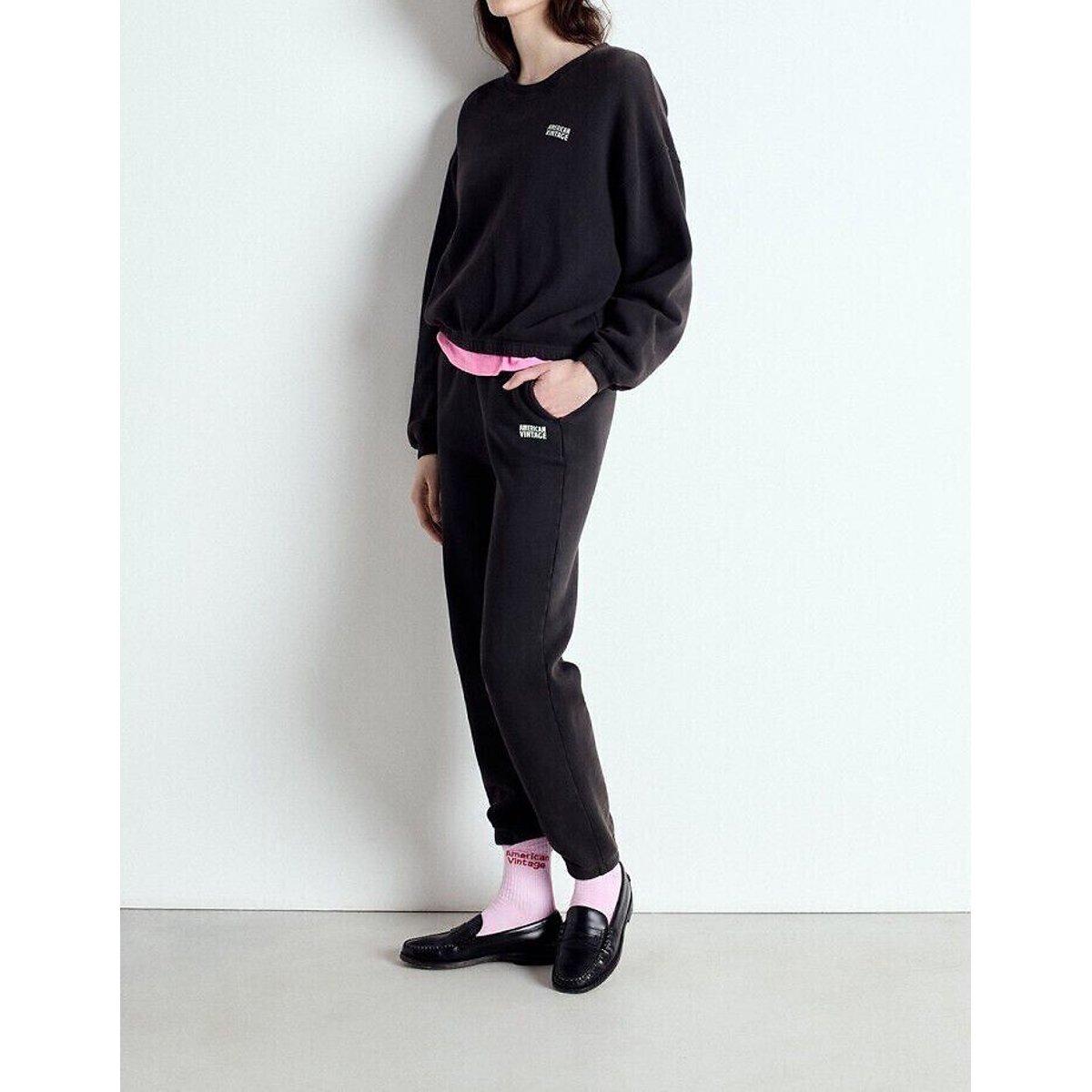 Sweat col rond IZUBIRD réglisse, AMERICAN VINTAGE
