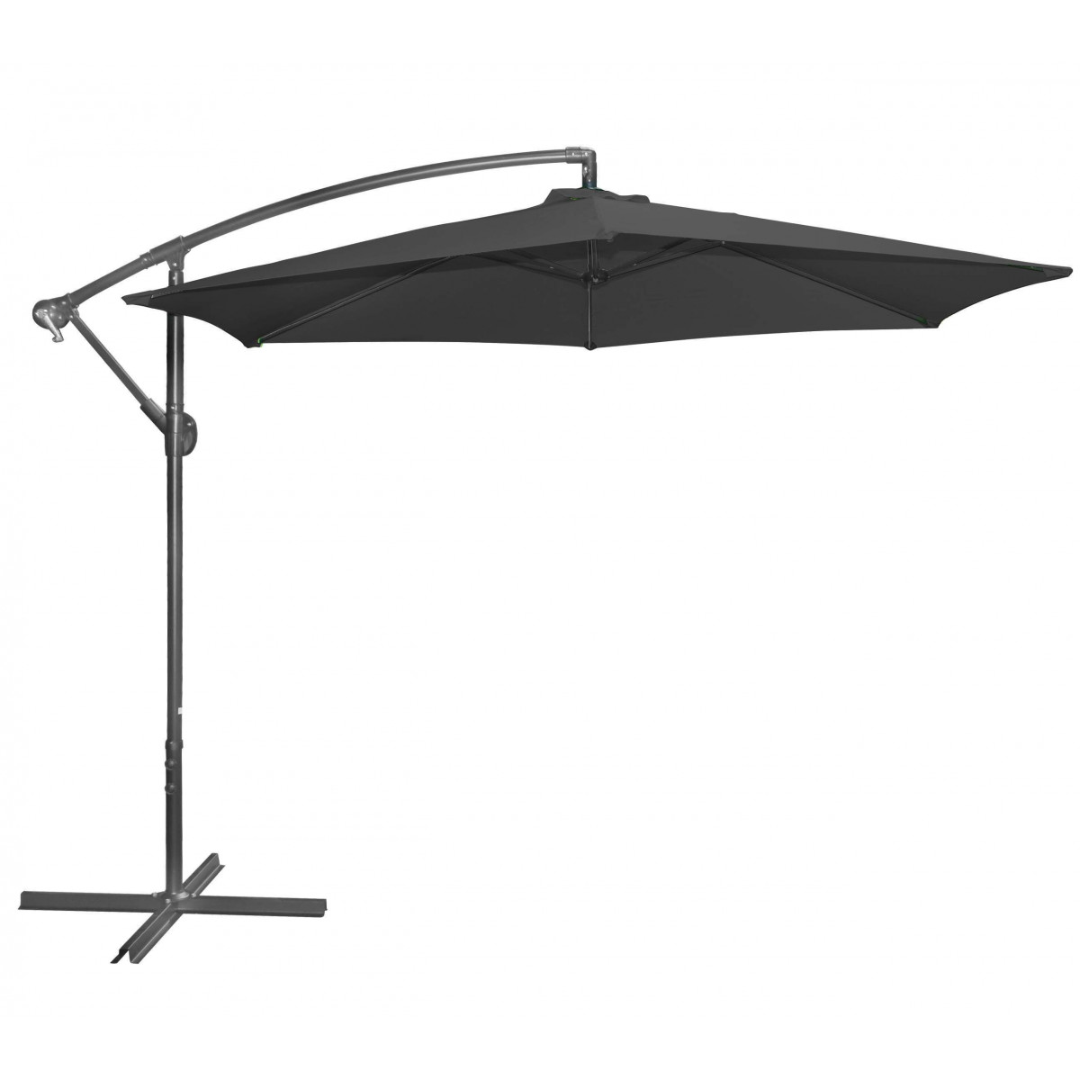 Parasol Déporté avec Manivelle Toile Noire - d300cm noir, WADIGA