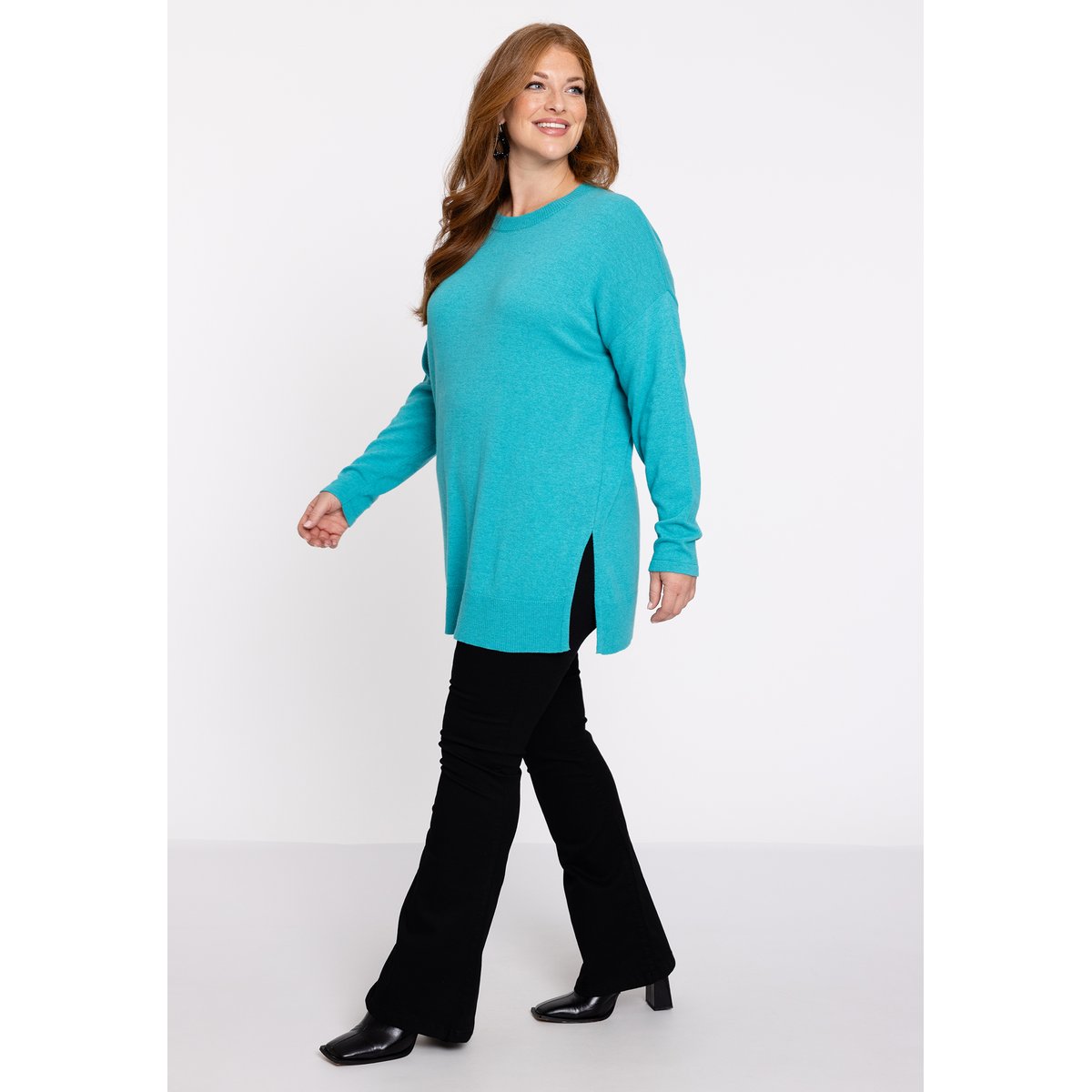 Pull avec manches longues turquoise, YOEK