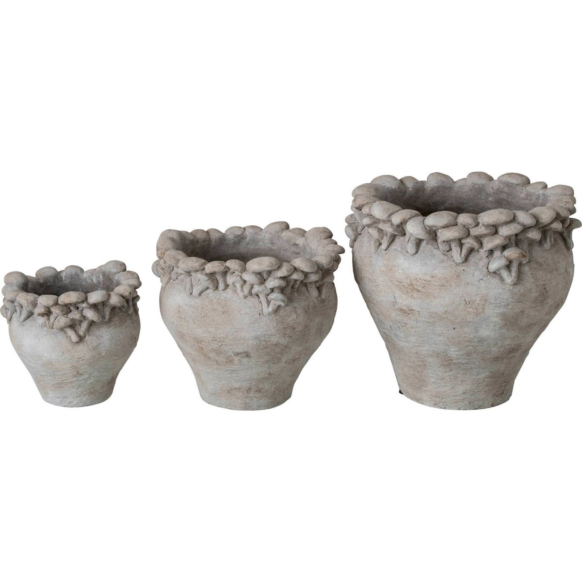 Cache-pot en ciment relief floral beige clair, RECOLLECTION