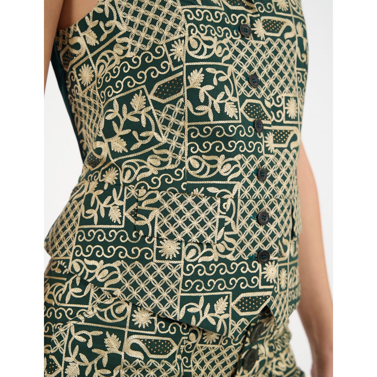 Gilet Robinson en coton brodé vert green, INES DE LA FRESSANGE PARIS