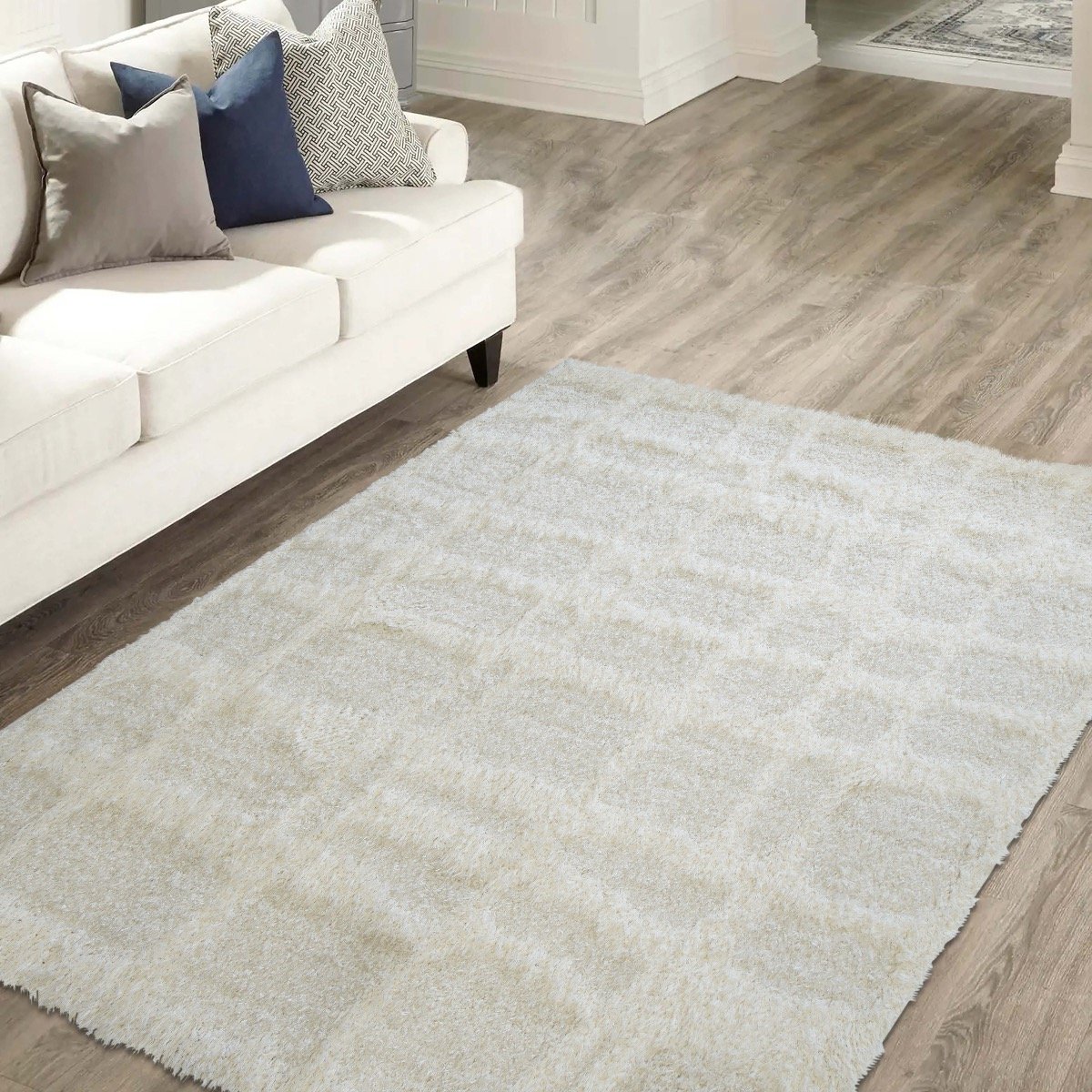 Tapis moderne relief géométrique MONADE beige, THE DECO FACTORY