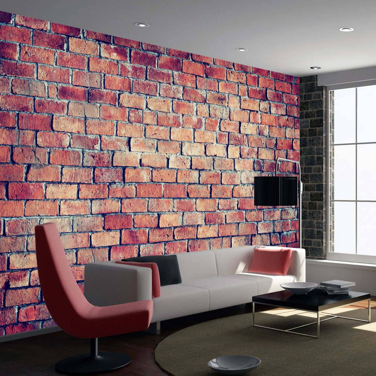 Papier peint intissé panoramique Brick - puzzle rouge, EDEN