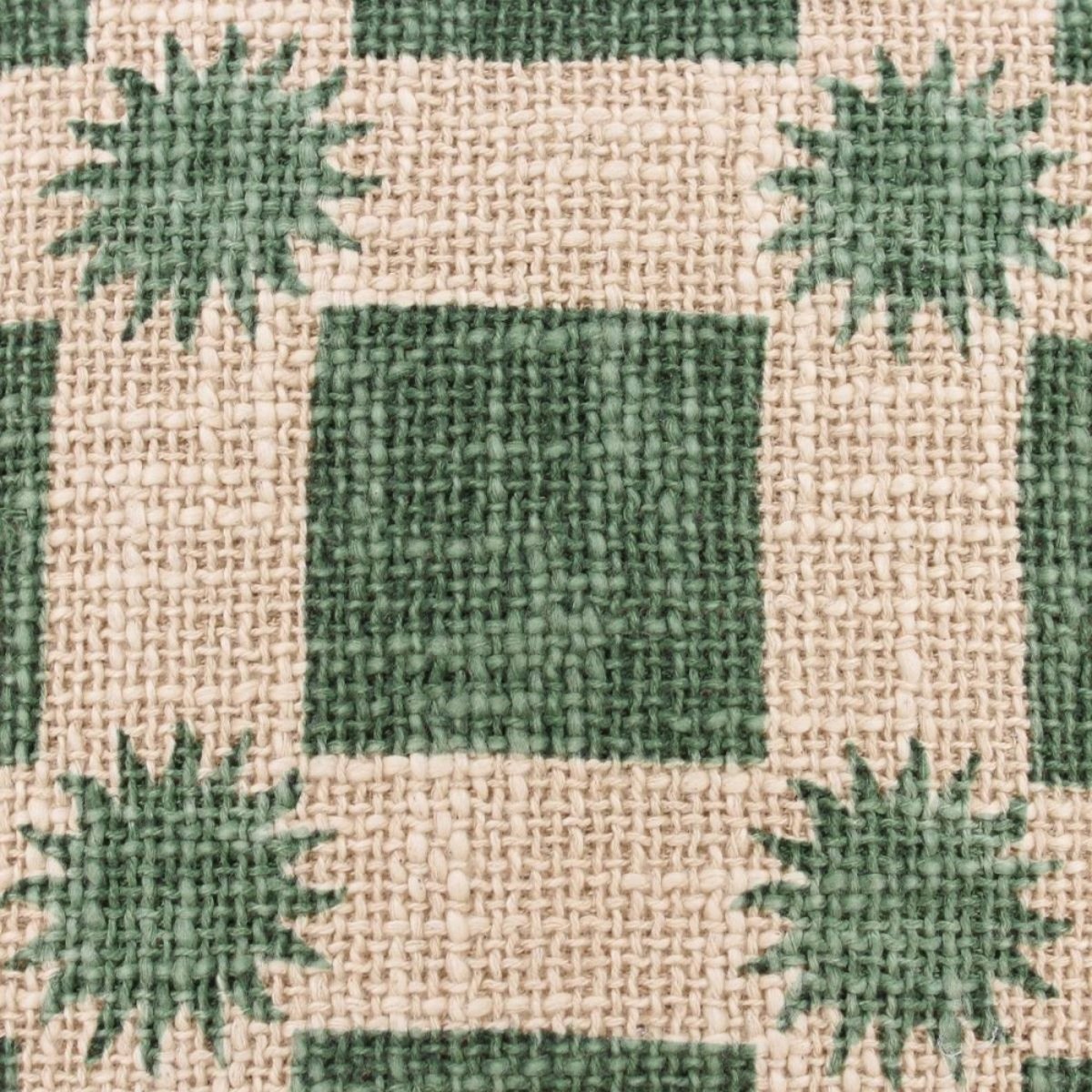 Coussin en coton natté imprimé soleils 40x40cm vert, ORNAMI