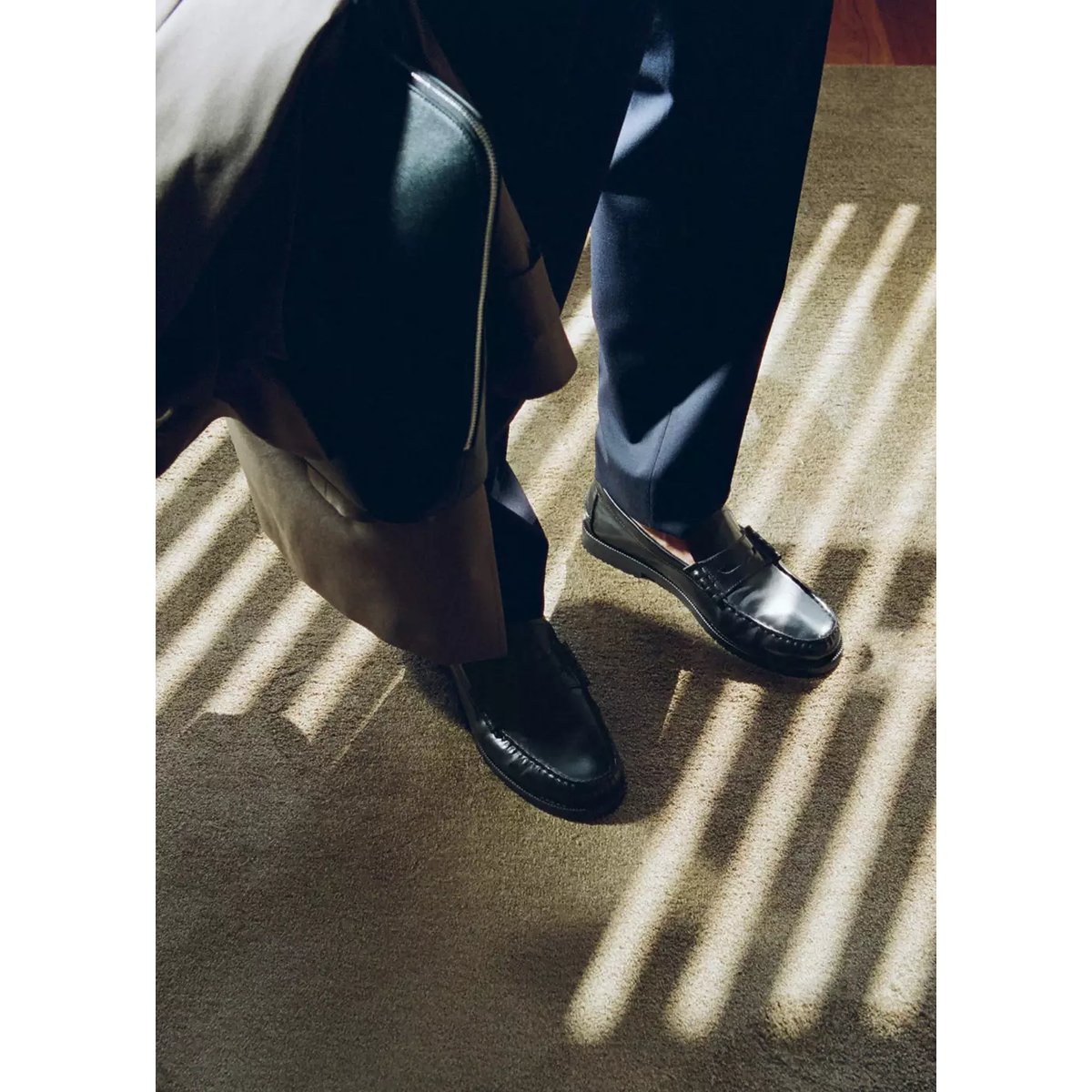 Mocassins découpe cuir noir, MANGO MAN