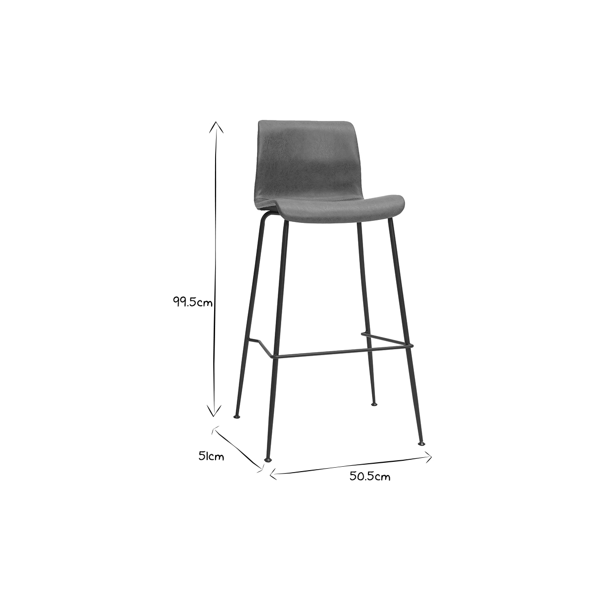 Tabourets de bar fixes pieds métal noir H75 (lot de 2) HAROLD marron, MILIBOO