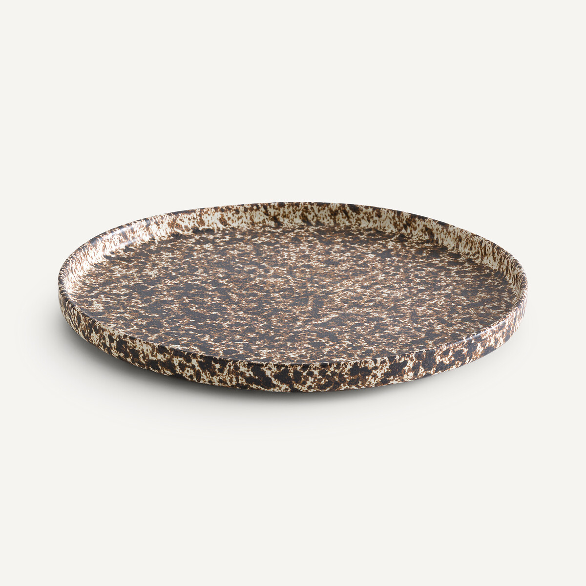 Set of 4 Rusty Stoneware Flat Plates brown/white, AM.PM