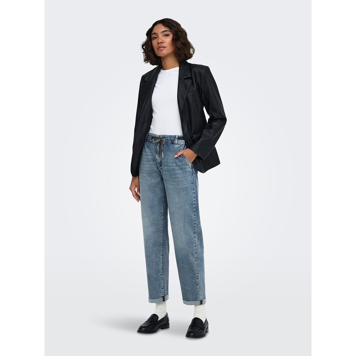 Jeans dritti con coulisse medium blue, ONLY