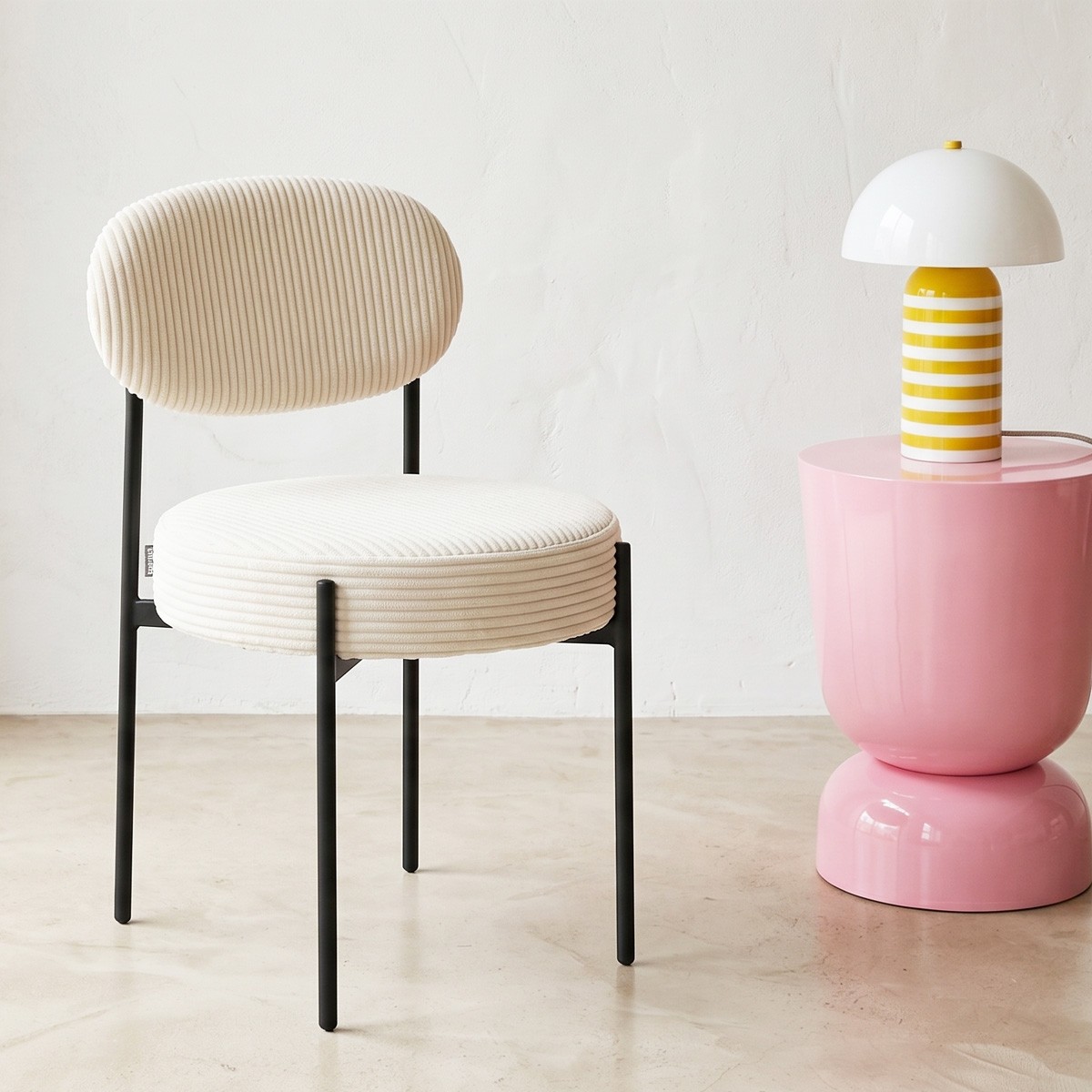 Lot de 2 chaises en velours côtelé - EVORA beige, HOMIFAB