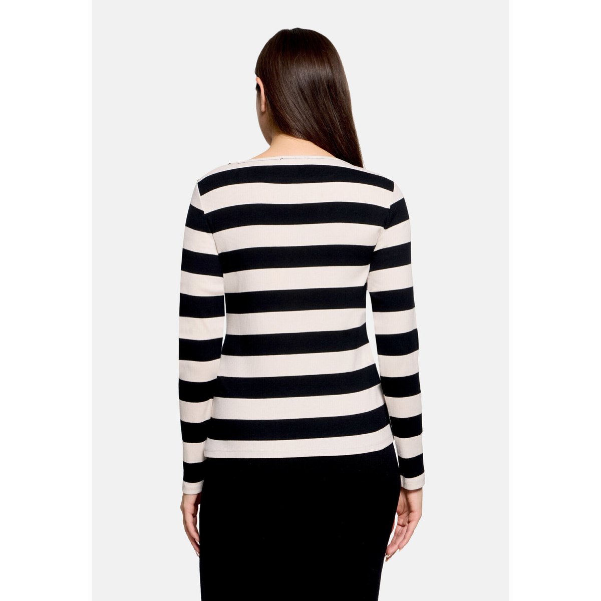 T-shirt basique de texture côtelée noir/blanc, BETTY BARCLAY