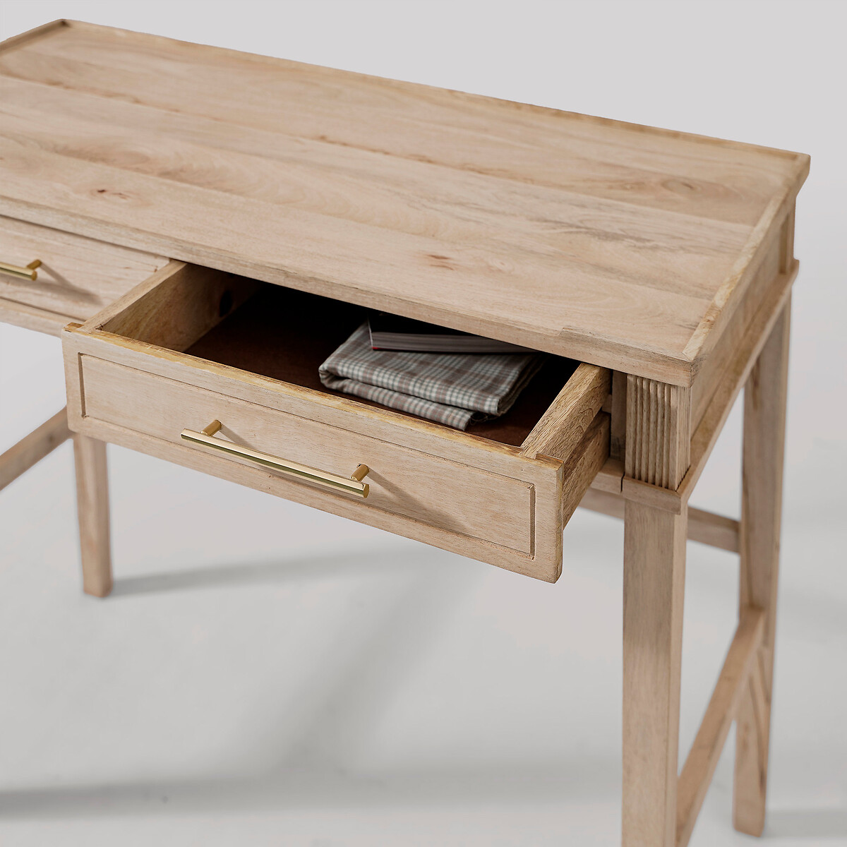 Claudine Mango Wood 2 Drawer Desk light wood, SWOON