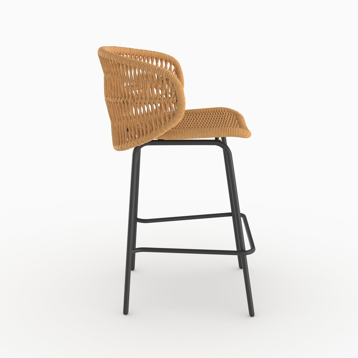 Lot de 2 chaises pour îlot central de jardin 65 cm en rotin synthétique - LARA marron clair, MAISON PAVANE