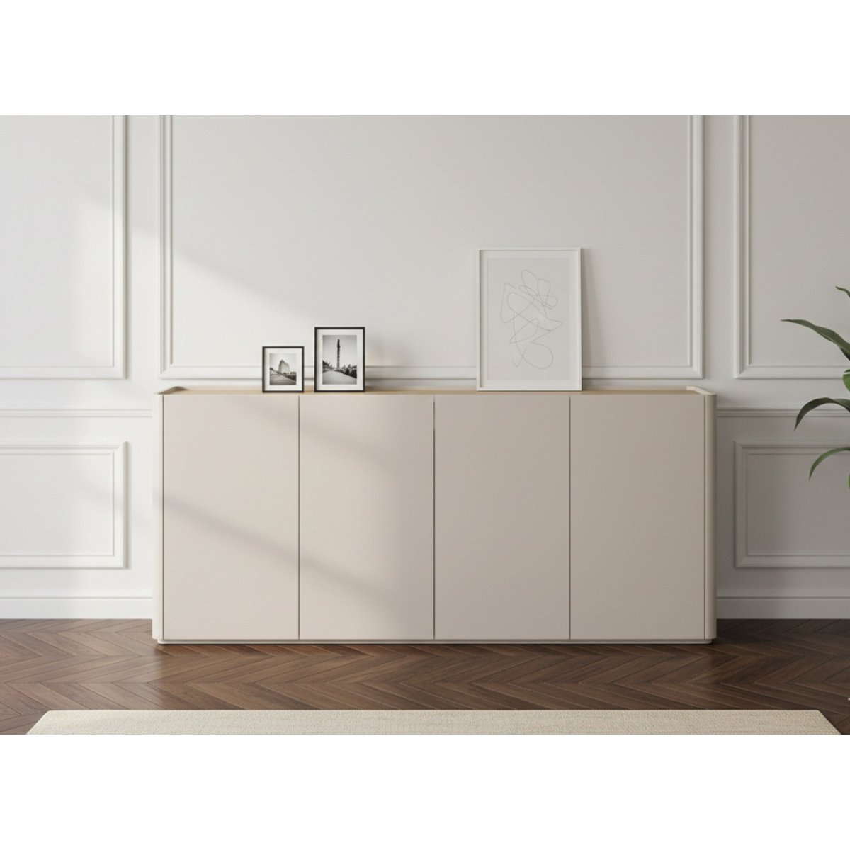 Buffet en 4 portes 200 cm, ANYA beige, BOBOCHIC