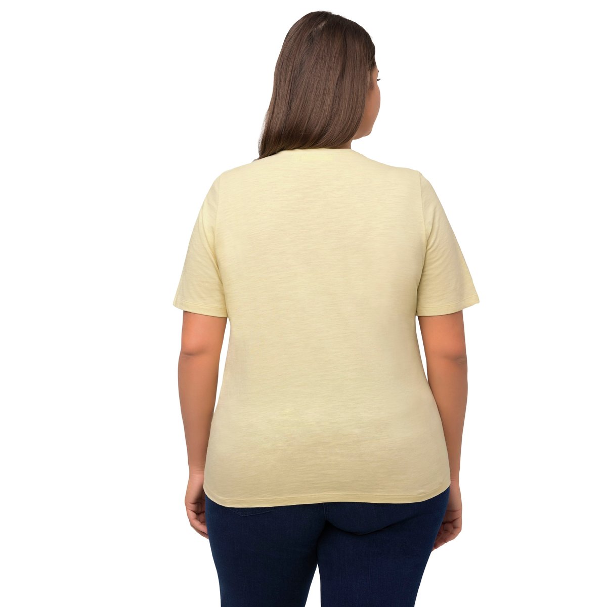 T-shirt, motif tressé, col rond vert jaune vif, ULLA POPKEN