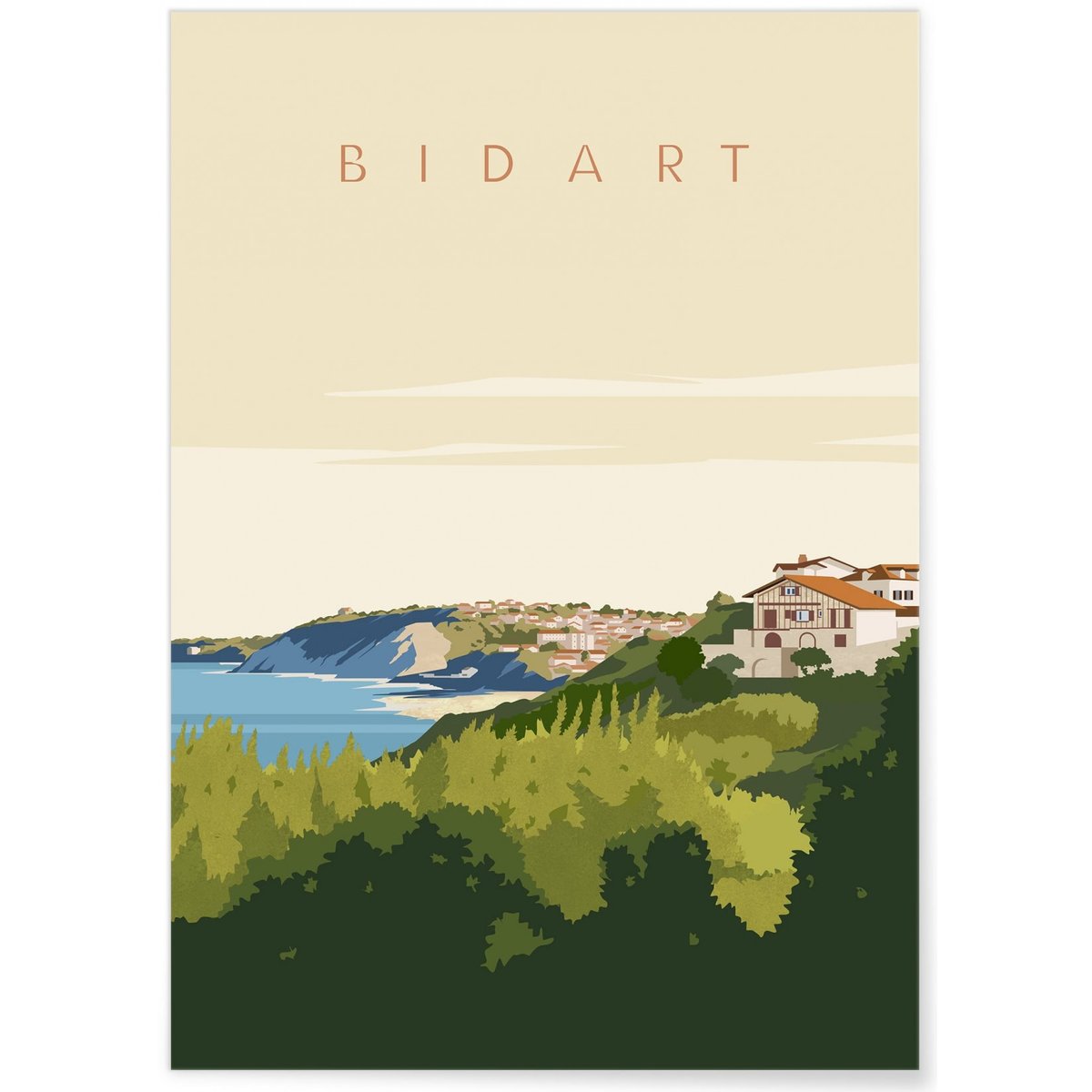 Affiche ville Bidart blanc, L'AFFICHERIE