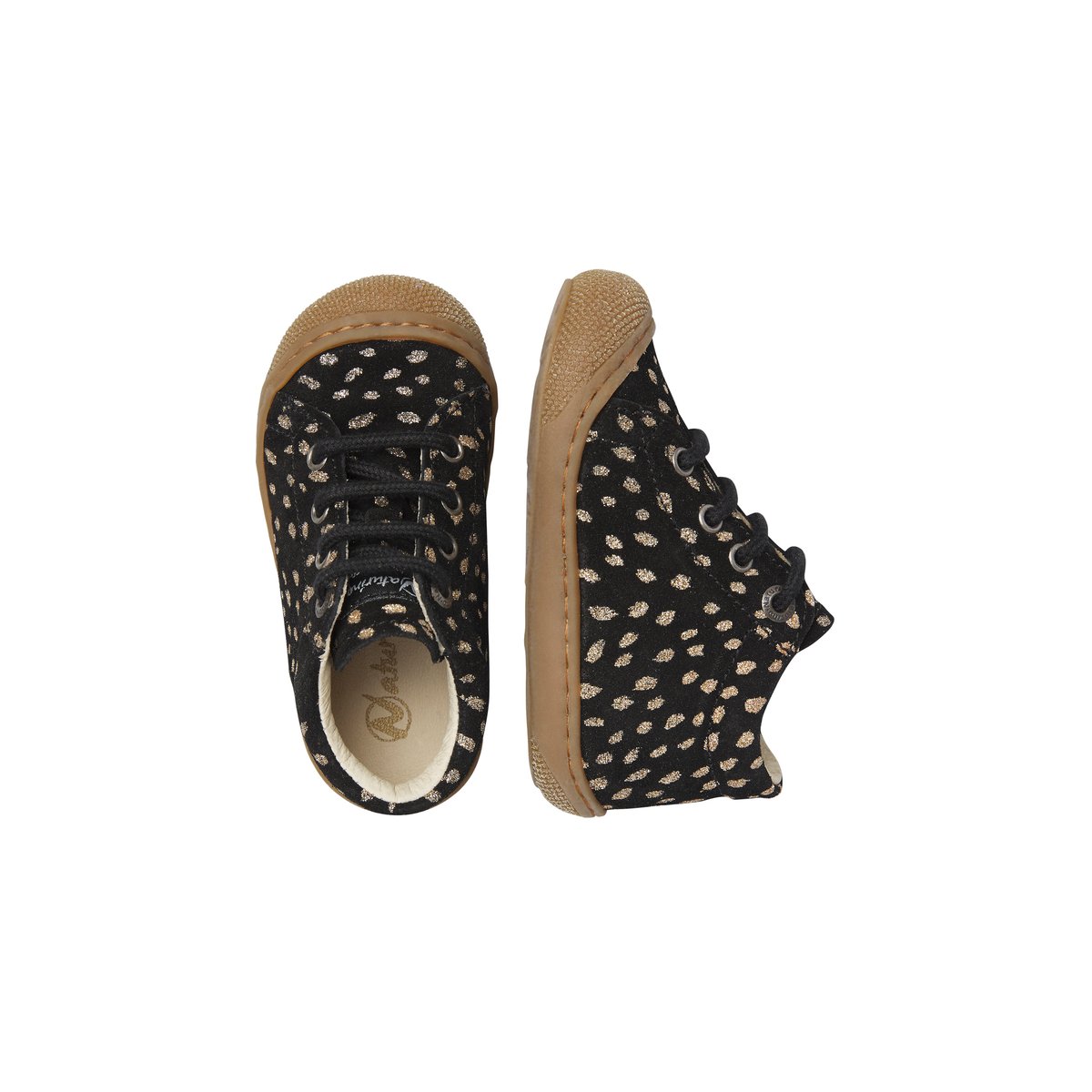 Chaussures premiers pas en suède COCOON noir-platine, NATURINO