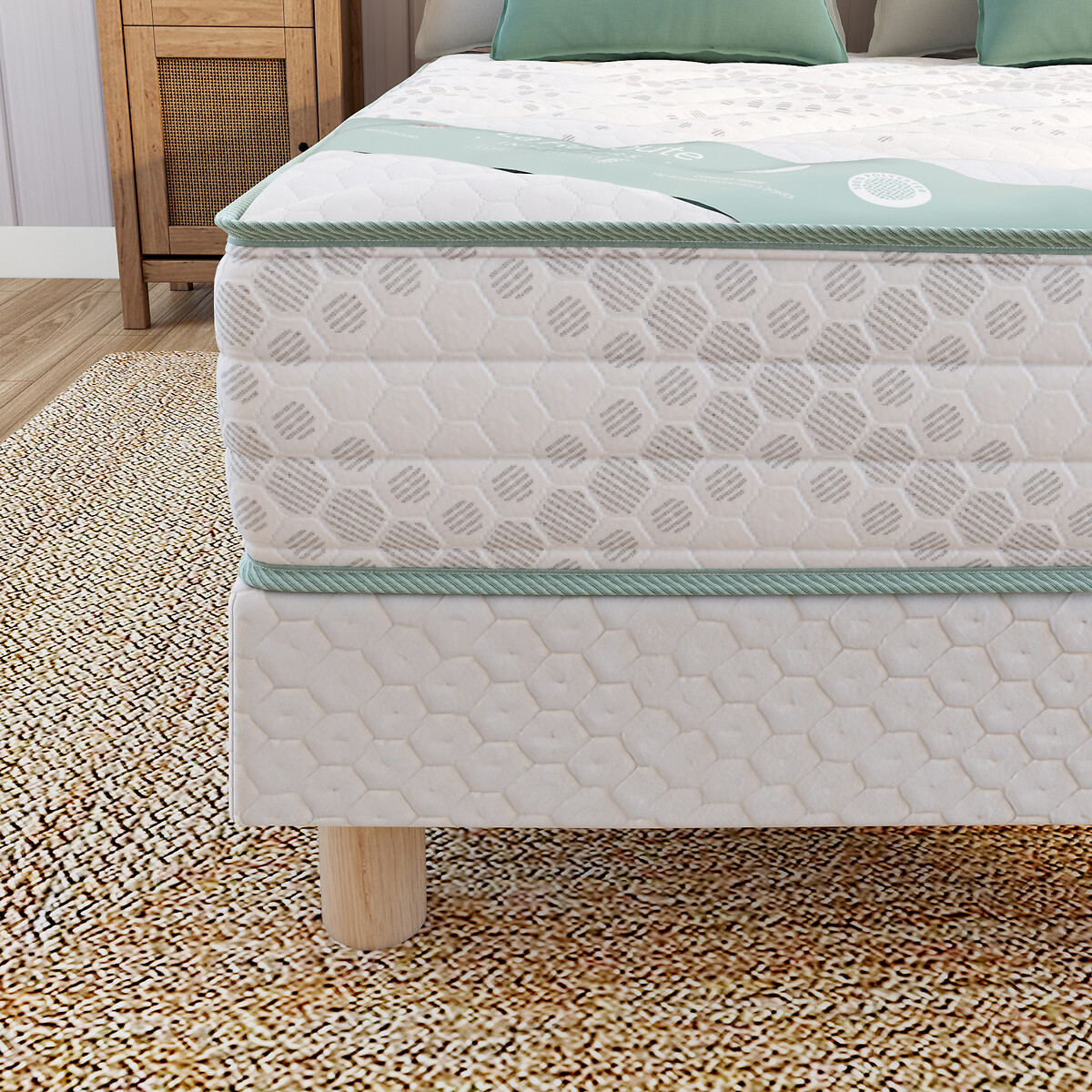 Materasso schiena sensibile al lattice molto rigido 19 cm 3 zone bianco/grigio/grigio, LA REDOUTE INTERIEURS