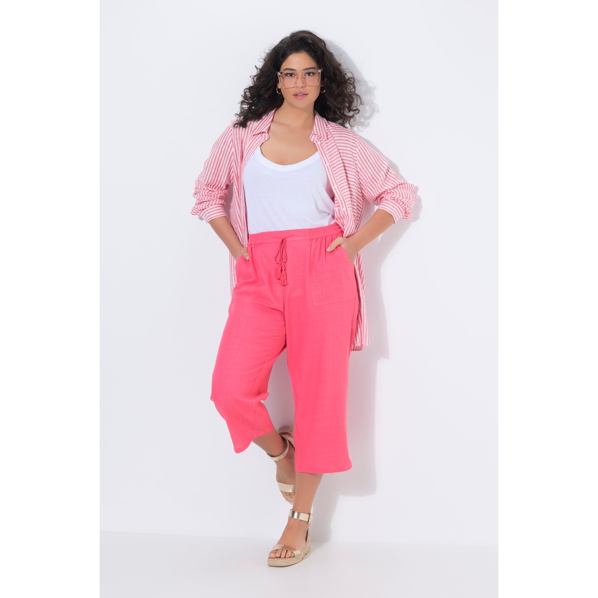 Pantalon Rose en lin mélangé fuchsia clair, ULLA POPKEN