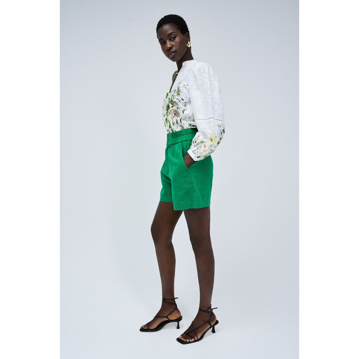 SHORT AVEC MÉLANGE DE LIN vert clair, SALSA JEANS