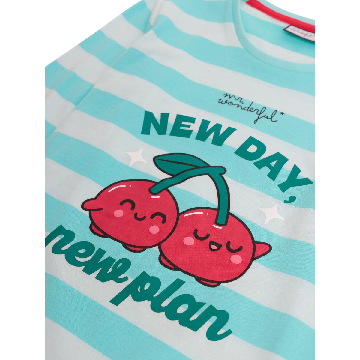 Pyjama pantalon top manches longues New Day Plan bleu turquoise, ADMAS