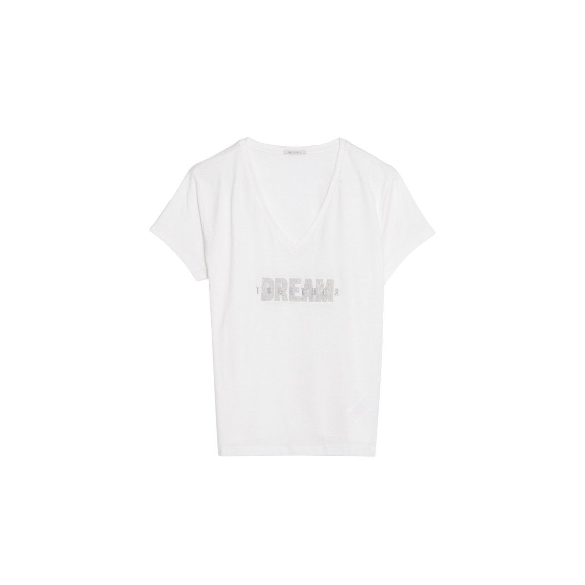 Tee-shirt encolure V message brodé off-white, IKKS