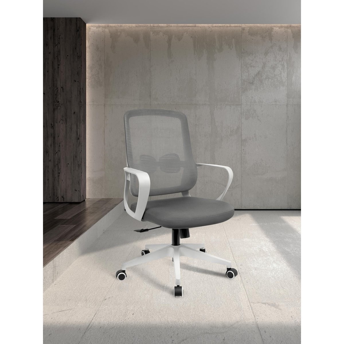 Chaise de bureau, LEAH gris-blanc, HISPANOHOGAR