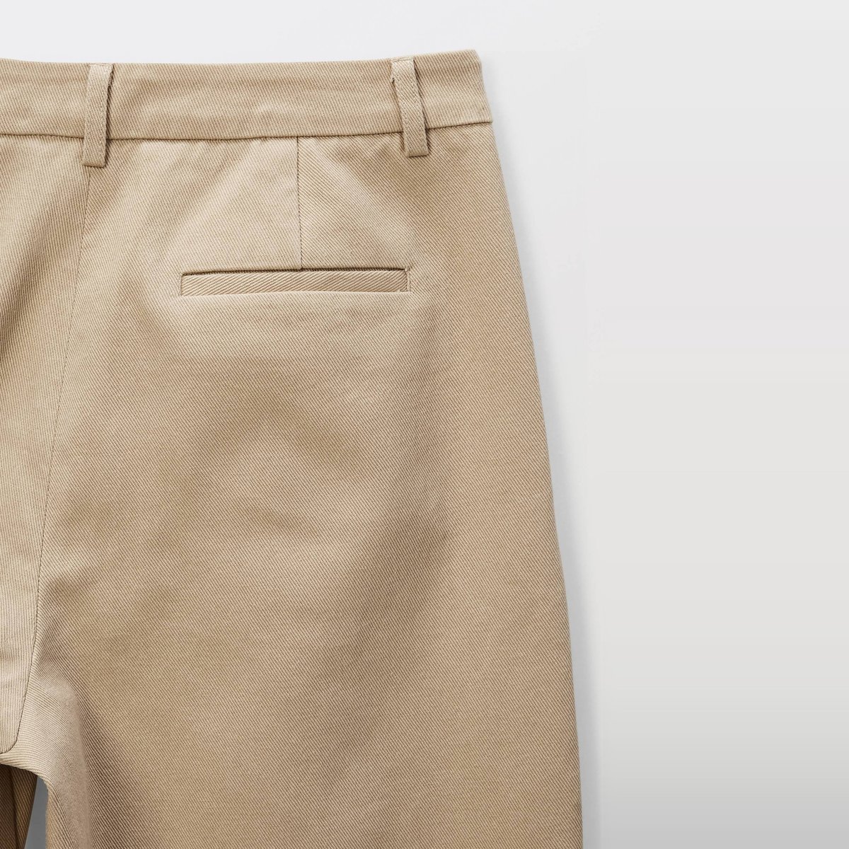 Pantalon à pinces en coton beige, MONOPRIX