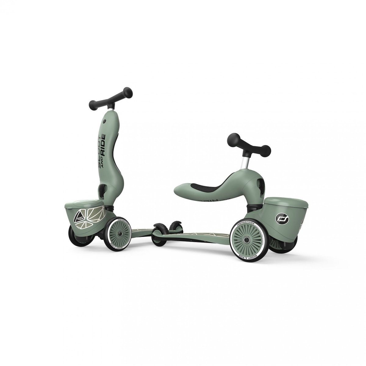 Trottinette évolutive 2 en 1 Highwaykick 1 vert, noir, blanc, SCOOT AND RIDE
