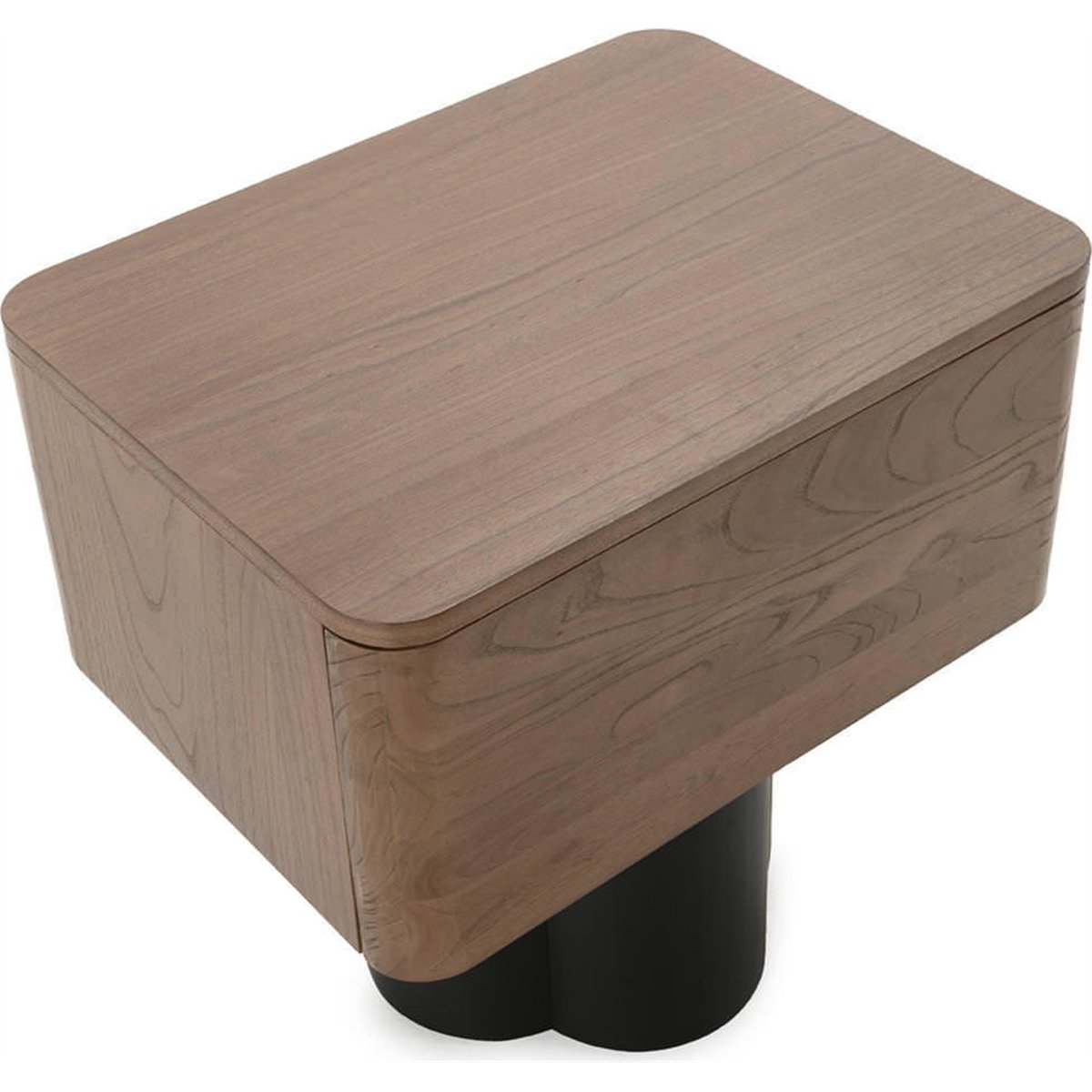 Table de chevet en orme massif noyer et noir mat, RECOLLECTION