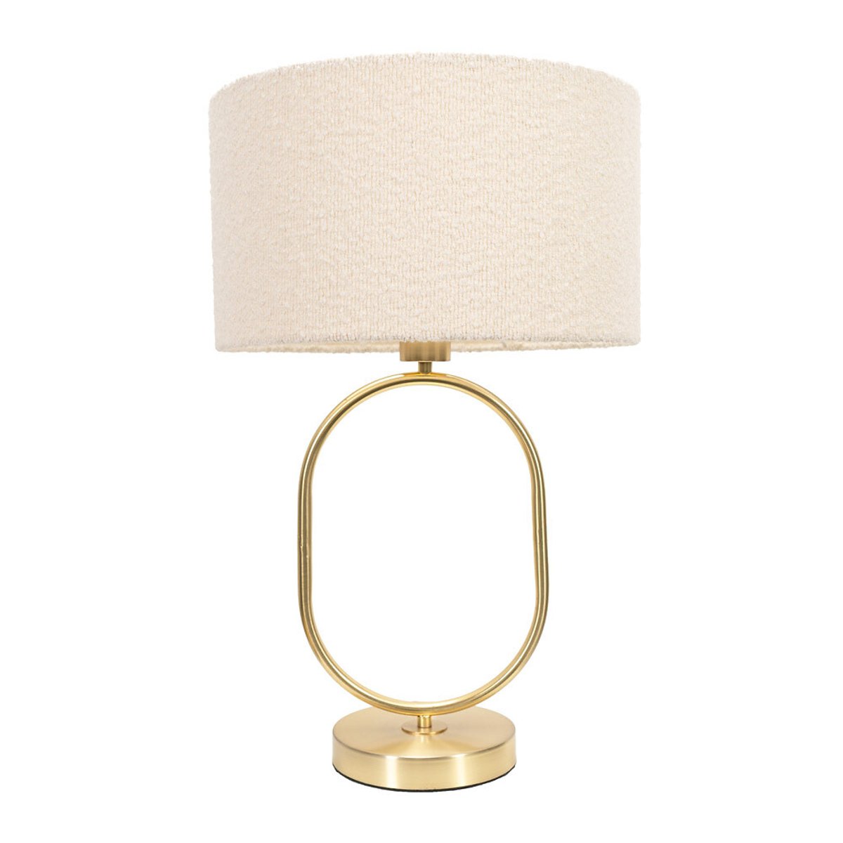Aubrey Brushed Gold Oval Table Lamp with Boucle Drum Shade gold-coloured, SO'HOME