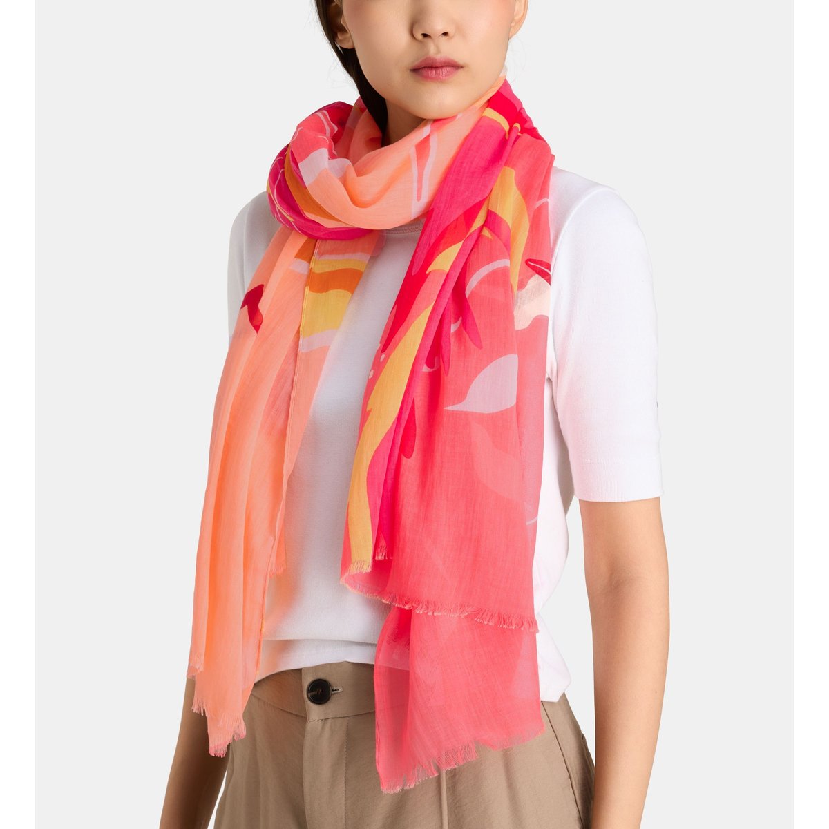 Etole plage aloha en coton bio orange et rose, GALERIES LAFAYETTE