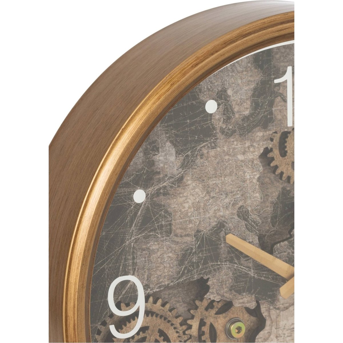Horloge murale carte d'europe en bois doré, RECOLLECTION