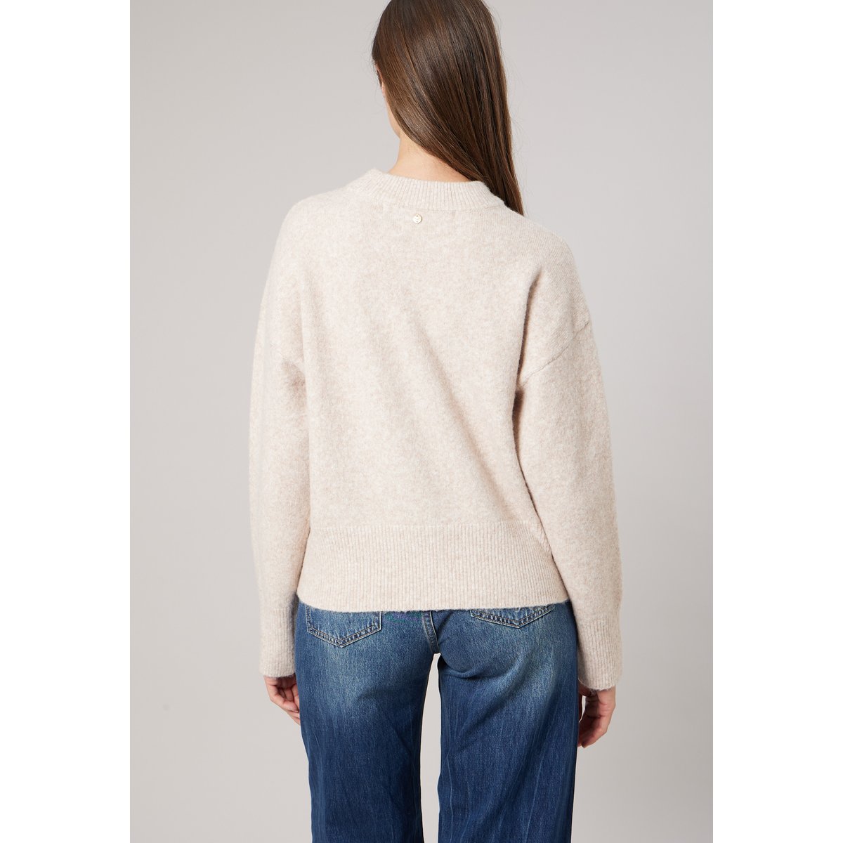 Pull ample femme en maille douce NINA beige, DEELUXE
