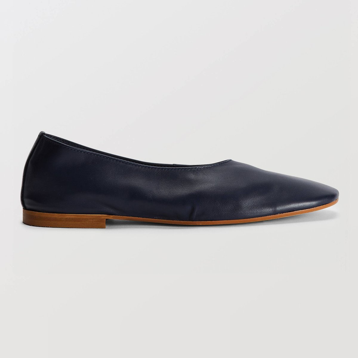 Ballerines en cuir marine, MONOPRIX