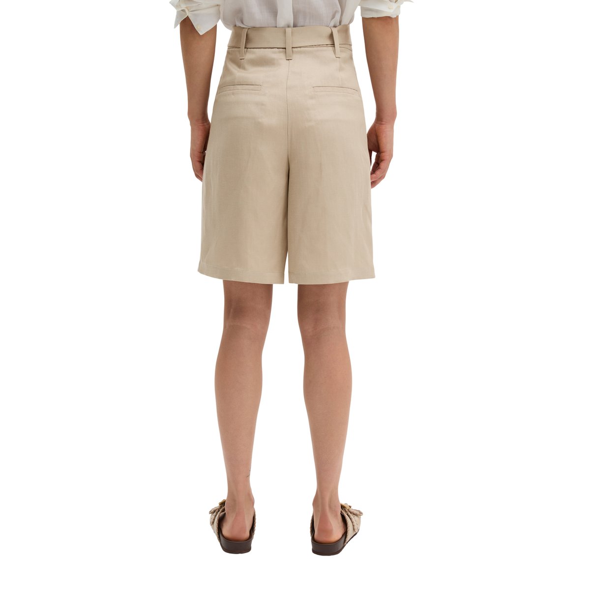 Short à pinces tailored en TENCEL™ Lyocell beige, MARC O'POLO